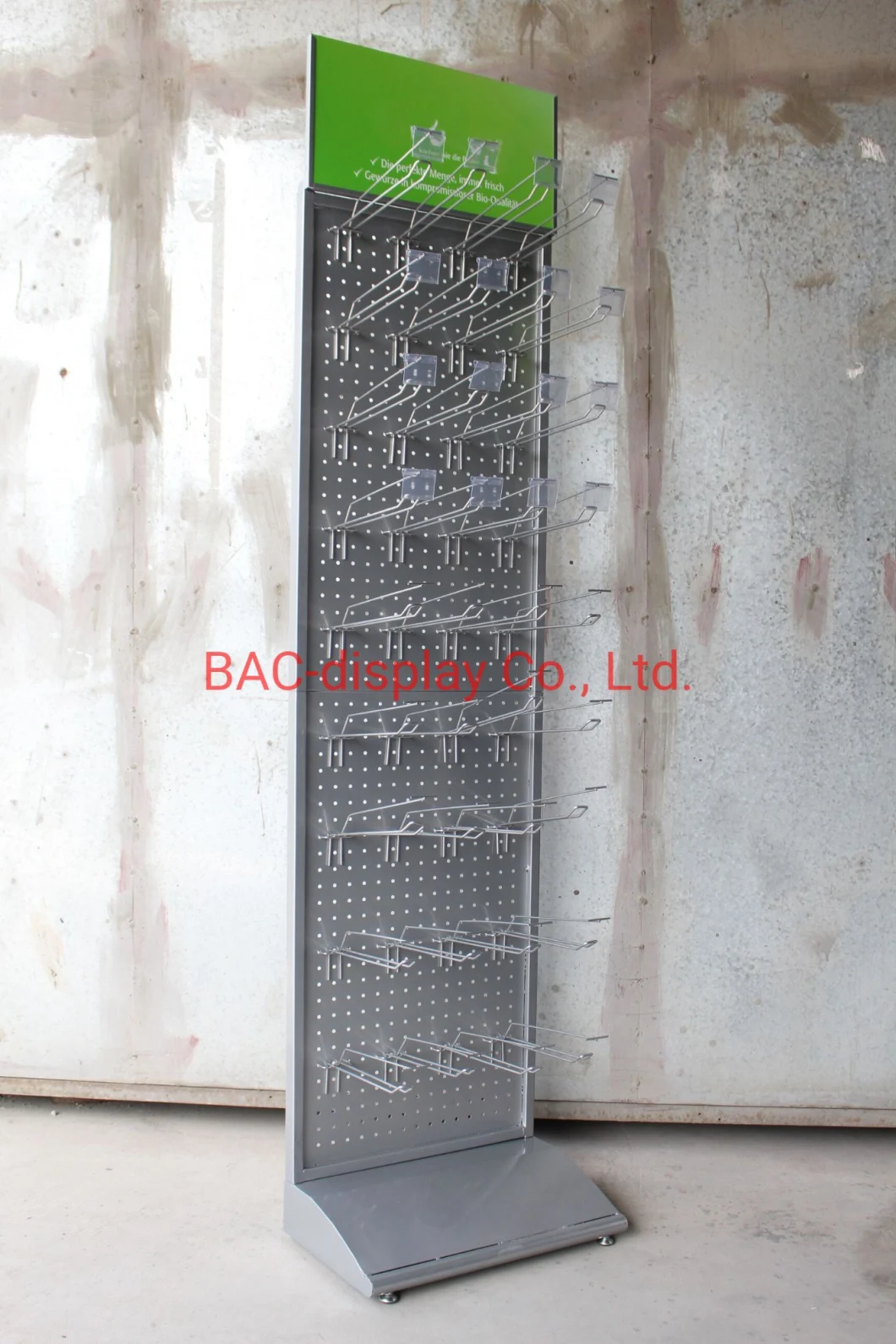 Flat Advertising Head Perforated Metal Pegboard Tools Exhibition Display Stand