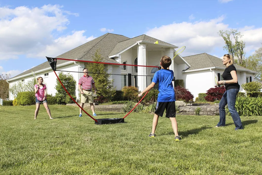 Beach Badminton Set with Net for Tennis, Soccer Tennis, Pickleball, Kids Volleyball Easy Setup