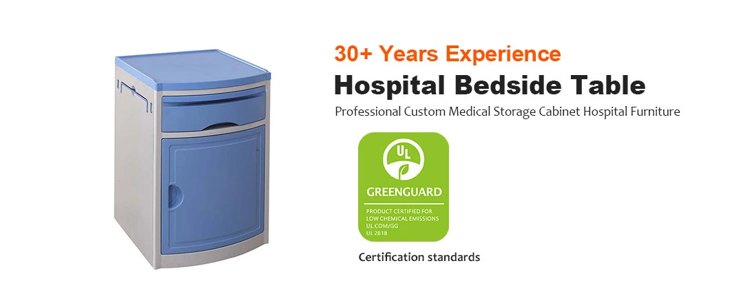 Furniture Manufacturer Blue Standard Size ABS Medical Bedside Cabinet Locker Table Hospital Bedside Tables with Drawer